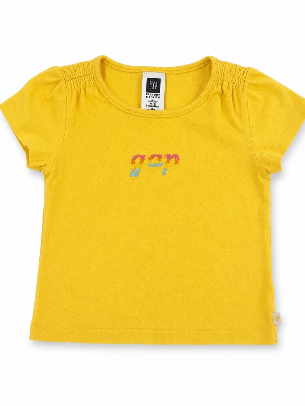 GAP Yellow Short Sleeve Tee with Multicolor Logo